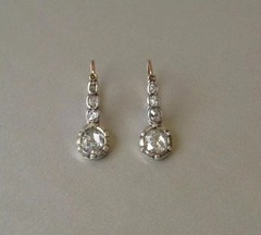 Art Deco Style Round Cut Lab Created Diamond Wedding 14K White Gold FN Earrings