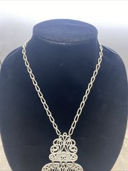 Vintage TRIFARI Goldtone Double Peacock Bird Tassels Pendant And Chain Necklace