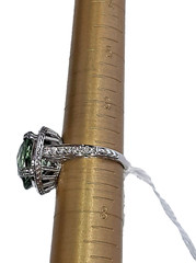 9.38ct Green Amethyst Praisiolite Cocktail Ring 14k White Gold with Diamonds