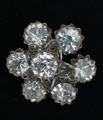 Brooch, Vintage Rhinestone Flower with Filigree Metalwork Rhinestone