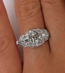 3Ct Art Deco Vintage Style Lab Created Diamond Engagement 14k White Gold FN Ring