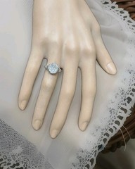 18k white gold Vintage filigree Engagement ring 2.64ct. Natural Cushion Diamond