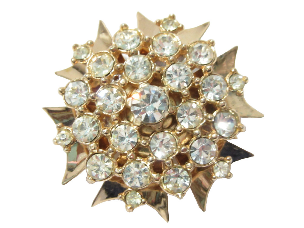 SPARKLY RHINESTONE CLEAR STONES PIN OR PENDANT VINTAGE