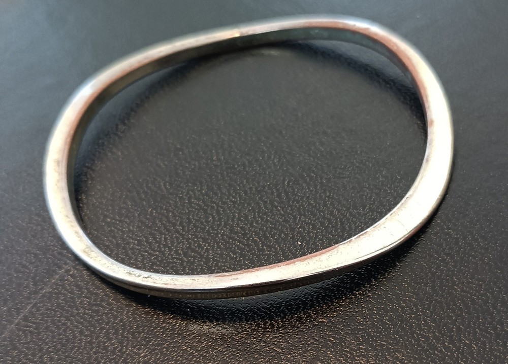 Vintage Silver Bangle Bracelet Minimalist Modernist