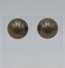 VTG 925 Dome Stud Earrings 0.5in Sterling Silver 3.85g Etched Swirl Estate READ