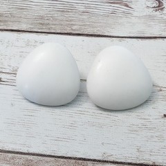 Vintage Earrings For Pierced Ears Off White Rounded Triangle – Damaged