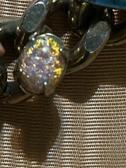 Pot Metal MCM Chain Bracelet Semi- Precious Gems Pronged Cabochon Set