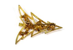 Vintage Christmas Tree Brooch Pin Gold-Tone with Glass Rhinestones