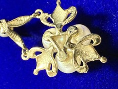 English 9ct Gold Pearl Lavalier Pendant 375 Edwardian Art Deco Style