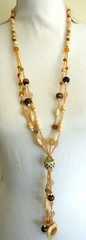 VINTAGE LONG BONE HORN AND GLASS BEAD NECKLACE*India*New With Tags