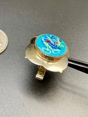Vintage Mid Century Murano Millefiori Art Glass Scalloped Gold Tone Cufflinks