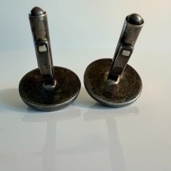 Vintage Sterling Silver Roman Soldier Carved Abalone Shell MOP Cameo Cufflinks