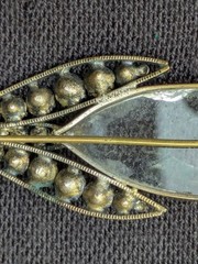 Antique Clear Glass Prong Set Rhinestone Abstract Flower Brooch Pin AS IS D86
