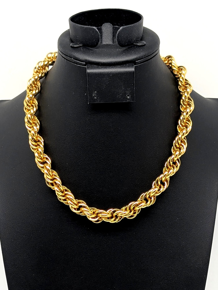 Vintage Designer Signed ANNE KLEIN Thick Chunky Rope Chain Choker Necklace 17 in