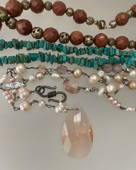 Lot 15 Vintage Semi-Precious Gemstone Jewelry Malachite Turquoise Jade Quartz