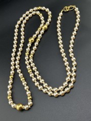 Kenneth Jay Lane KJL Faux Pearls & Rhinestones 56in Necklace