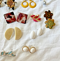 Vintage Colorful Pierced Earrings Lot Of Over 30 Pairs! Retro 70s & 80s Unique!
