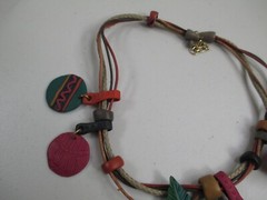 Vintage Artisan Necklace Siesta Polymer Clay Convertible pin pendant OOAK