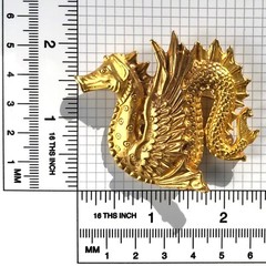 MMA Dragon Brooch Pin Pendant Gold Tone Vintage 1970s Signed Sea Serpent