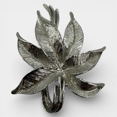 Gerry’s Silver Tone Leaf & Flower Brooch Pin Set Vintage Signed