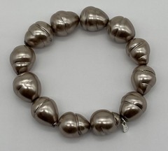 Vintage Roman Bracelet Extra-Large Faux Champagne Baroque Pearls Stretch, Signed