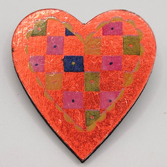 10 Heart Brooch Pins Various Materials Vintage 1980s to 1990s Colorful Whimsical