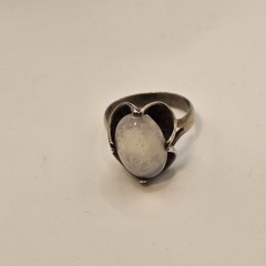 Vintage Sterling Silver 925 Opalite Glass Cabochon Size 6 3/4″ Ring 4.76g Mexico