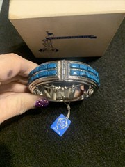 Vintage NWB Whiting & Davis Faux Turquoise Bracelet With Tag/Box Silver Tone