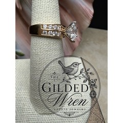 14K Gold Diamonique Simulated Diamond Engagement Ring Vintage 2 Ct Solitaire