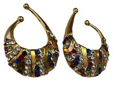 Vtg Idemaria IIQuartorecchino Signed Swarovski Crystal Glamour Ear Cuff Earrings