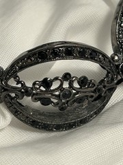 Monet link bracelet black crystal filigree marcasite Victorian Gothic glam art