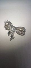 Vintage 10 Kt White Gold Belais Sapphire Bow Pin