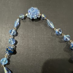 Vintage Necklace 21 In Blue Glass Beads