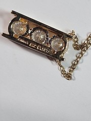 Ross Simons 925 3 CZ Stones Gold Over 925 Sterling Silver Pendant & Necklace