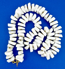 Vintage Crown Trifari White Lucite Necklace MCM Statement Long Geometric 23″