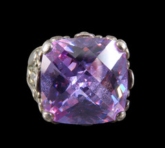 VTG Sterling Silver CHUNKY BIG COCKTAIL RING Light Purple CUSHION CUT Amethyst 6