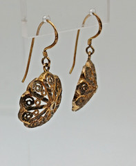 925 MD Vermeil Filigree Drop Earrings 1.5in Sterling Silver 5g Gold Wash Estate