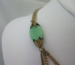 Antique Vintage 1920s EGYPTIAN REVIVAL NECKLACE art deco green czech glass