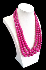 VTG Y2K Chunky Hot Pink Charming Charlie Oversized Beaded Statement Necklace 21″