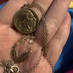 Vintage Authentic Buffalo Nickel Silver Tone Necklace 1935 18 Inches