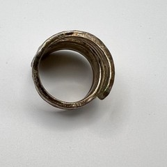 Vintage Barton Spoon Ring Size 8 Silver Plate Brutalist Modernist Artisan Patina