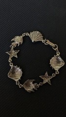 Vintage 800 Silver Nautical Sea Life Link Bracelet, Shells Starfish Fish 18.5g