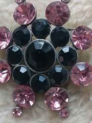 Vintage Pink/Black Chaton Atomic Starburst Pot Metal Brooch