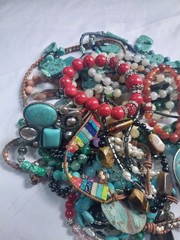 Vintage to Mod Lot of Stone Jewelry with Various Gemstones 1Lb Lovely!