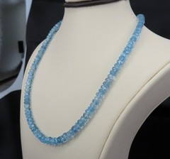 Estate 40ct 4.7mm Natural Aquamarine Bead 17″ Sterling Silver Necklace, 12.9g