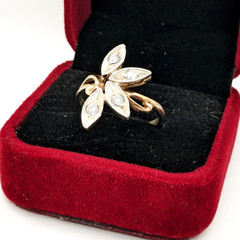 Vintage Luxury RING Silver 925 Flower with chic inserts -size: 9US (19mm)| UA #3