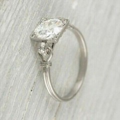 2.90Ct Art Deco Style Lab Created Diamond Engagement 14K White Gold Finish Ring