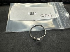 0.66g Vintage Sterling Silver 925 Twisted Rope Heart Ring Adjustable Size 8.5 M