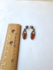 Vintage Sterling Silver and Baltic Amber Dangle/Drop Earrings 2.46g