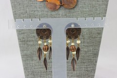 Copper Disc Necklace & Feather/Shield Enameled Copper Earrings LOT